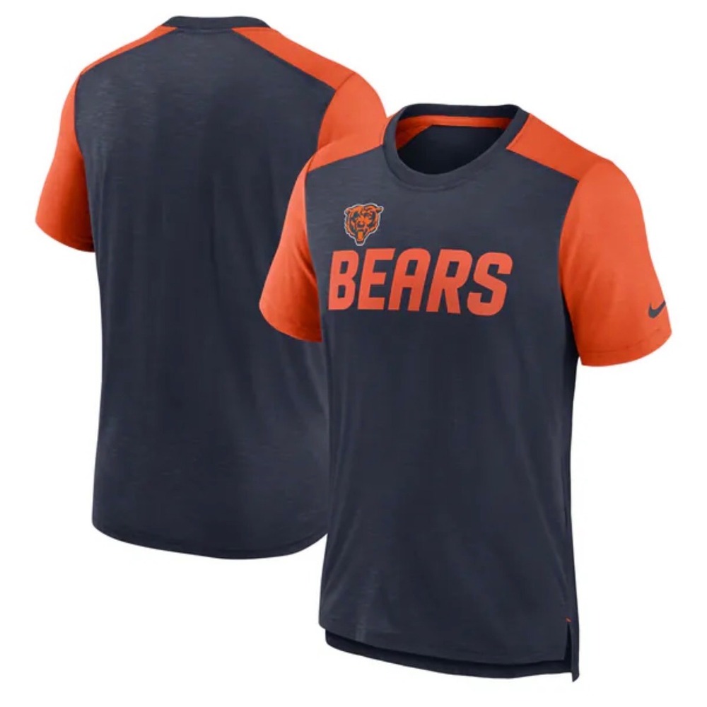 Nike Chicago Bears T-Shirt Mens XL Navy Orange NWT NKZG-EH77-7Q-0YG Colorblock